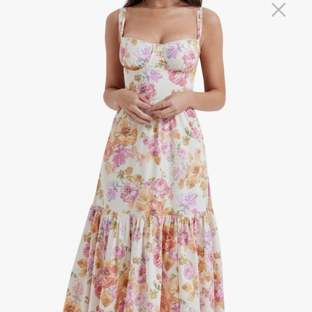 Elia Floral Stretch Cotton Blend Corset SundressHOUSE OF CB
